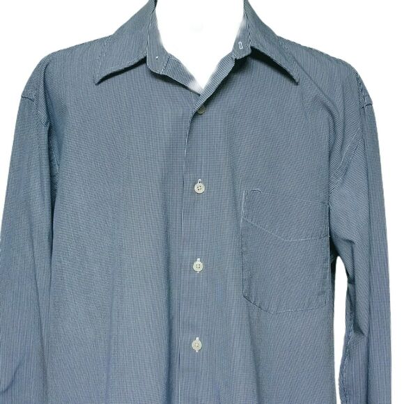 J Crew Mens Blue Checkered Button Up Shirt Large 16-16.5 Long Sleeve Cotton - Picture 4 of 9